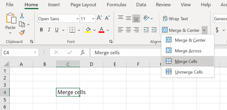 can39t merge cells in excel