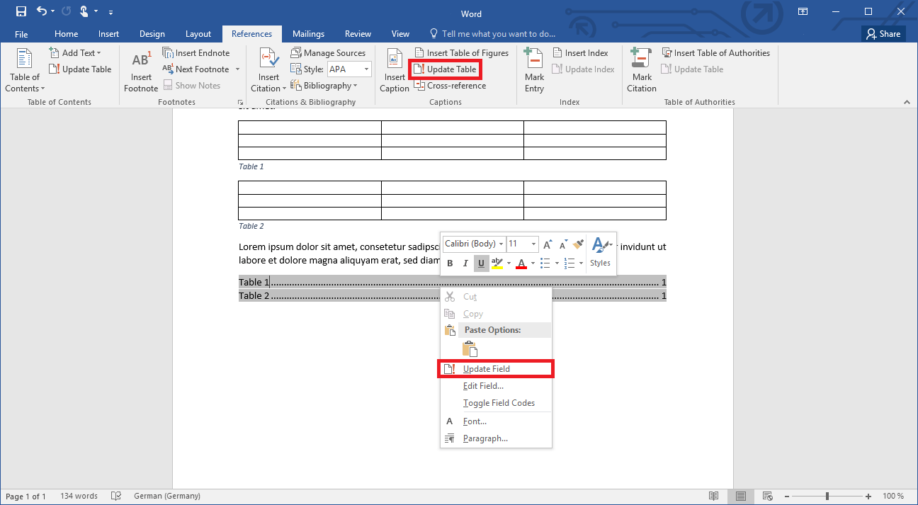 How To Insert A Table Of Figures In Word In A Few Simple Steps IONOS CA