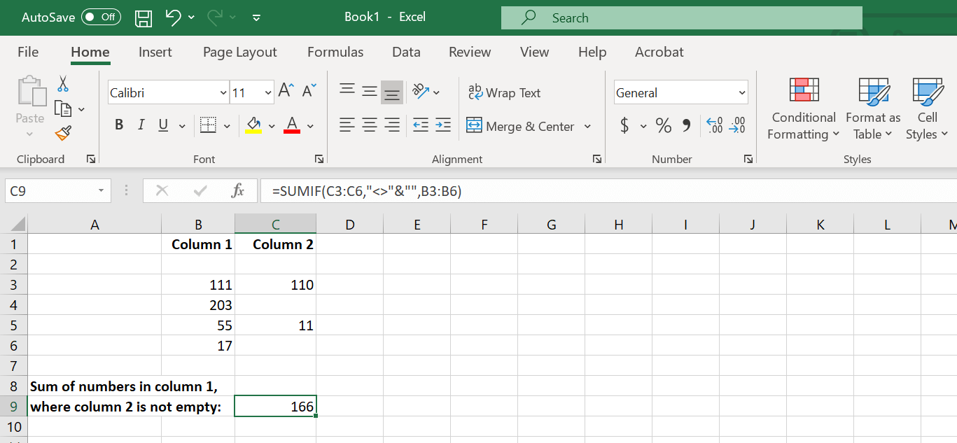 excel does not equal sign text