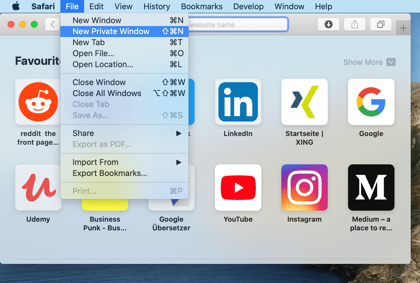 how to open private browsing in safari 12.0.3