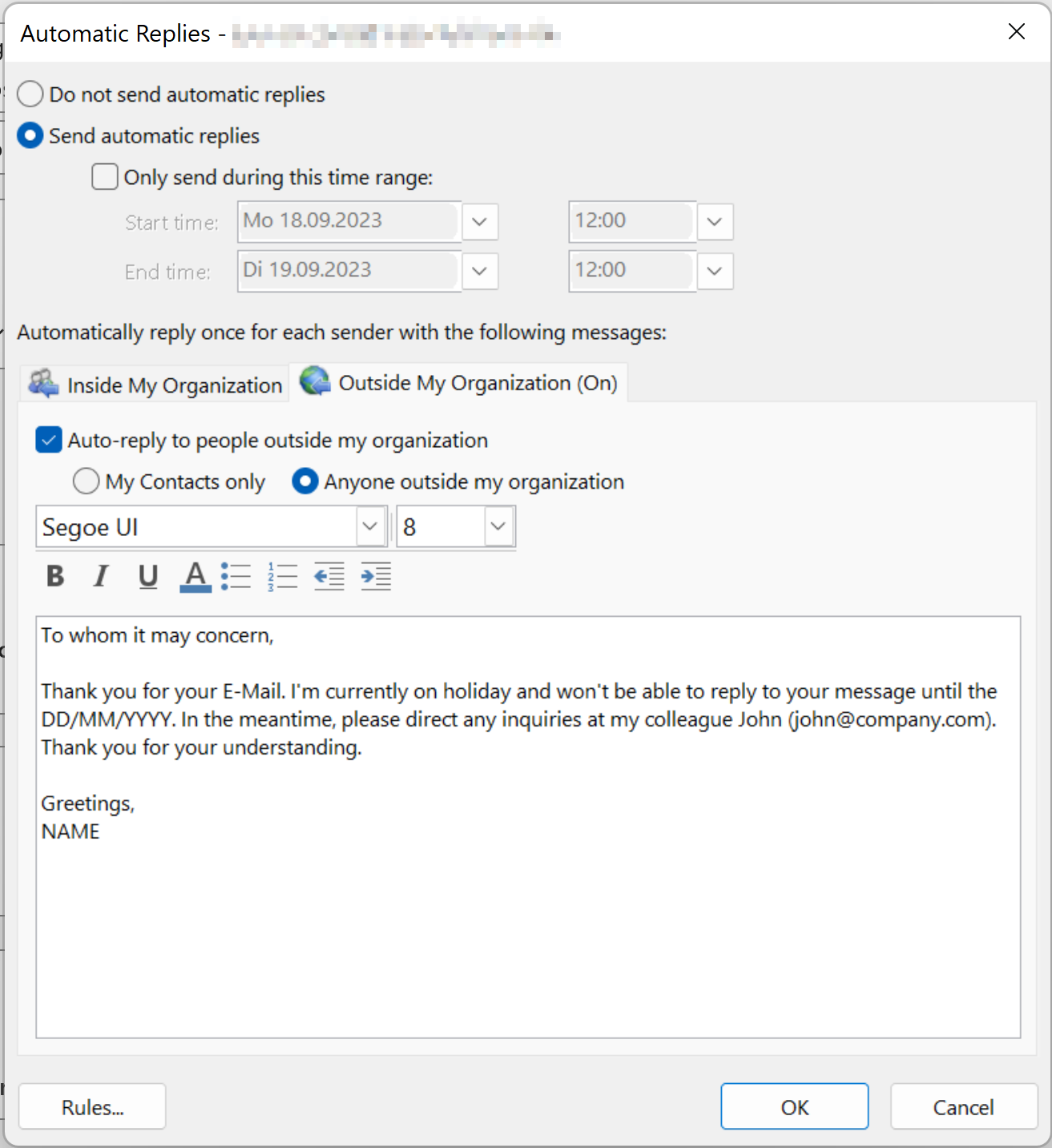 How To Set Up An Out of office Reply In Outlook IONOS CA