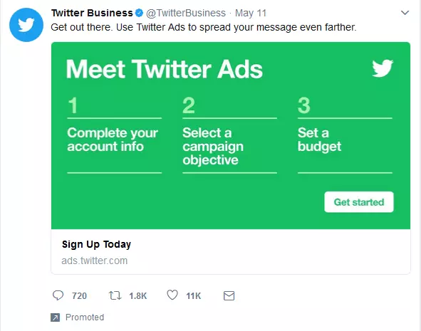 Screenshot of a sponsored tweet