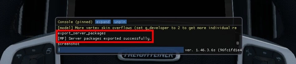 American Truck Simulator: Export server files through Console
