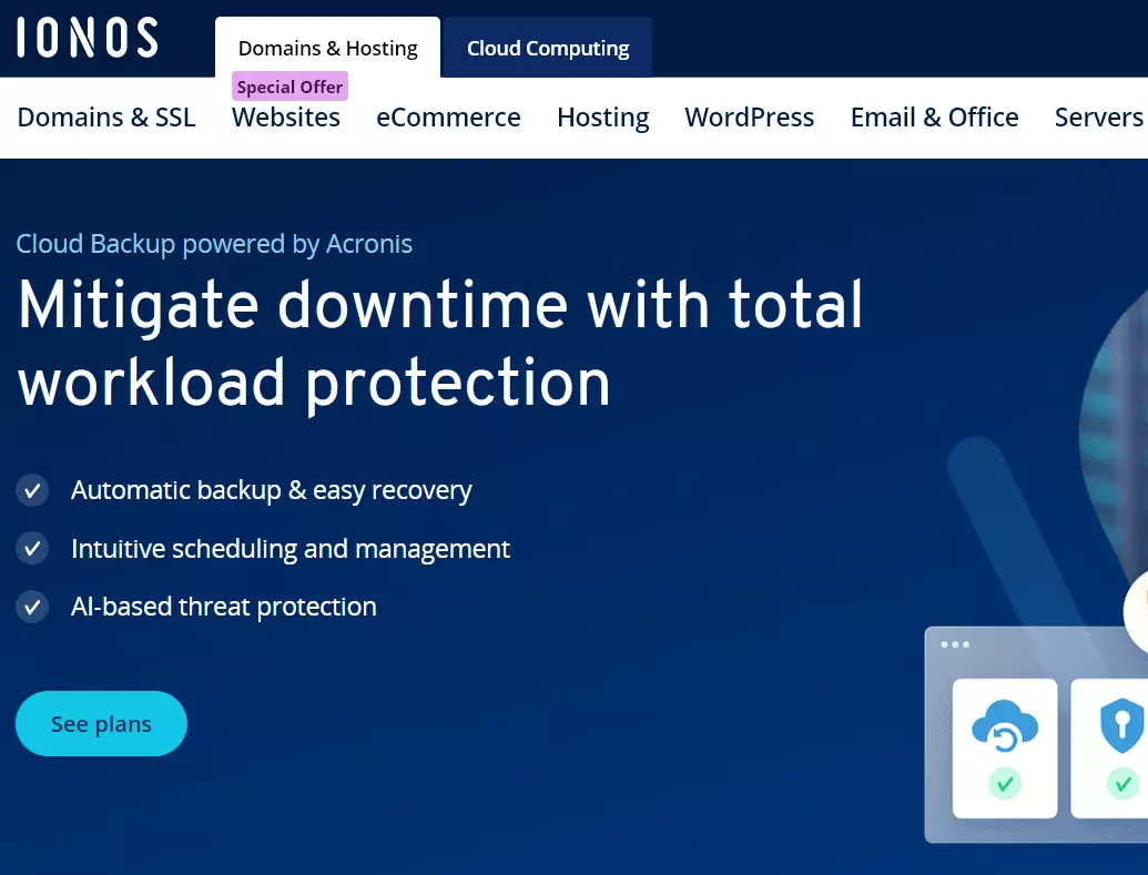 IONOS Cloud Backup screenshot