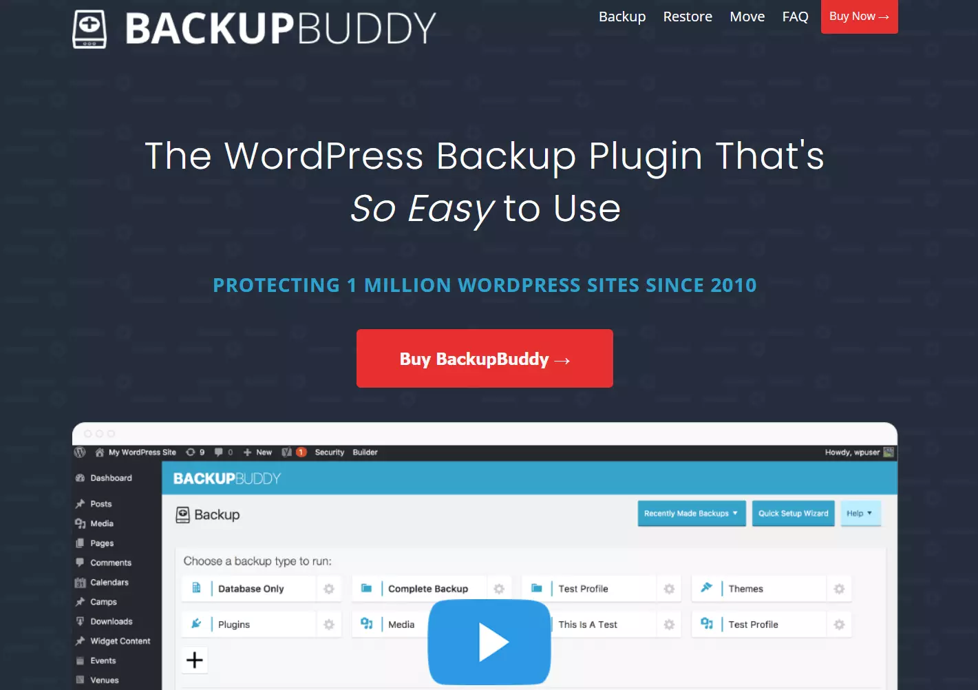 Screenshot from the BackupBuddy website