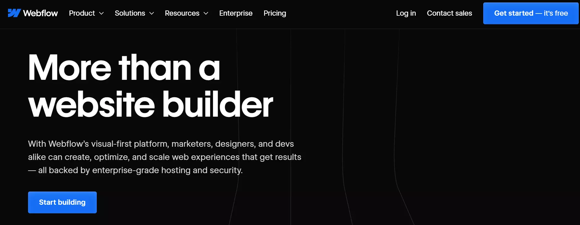 Webflow website builder landing page