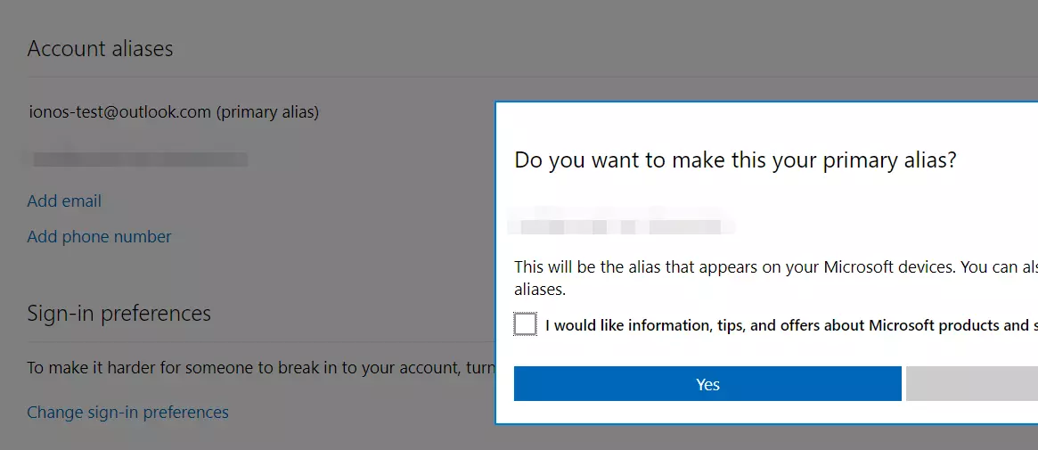 Outlook: Make your domain your primary alias