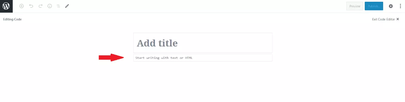 Code Editor in the WordPress backend, showing a blank page where you can paste copied content