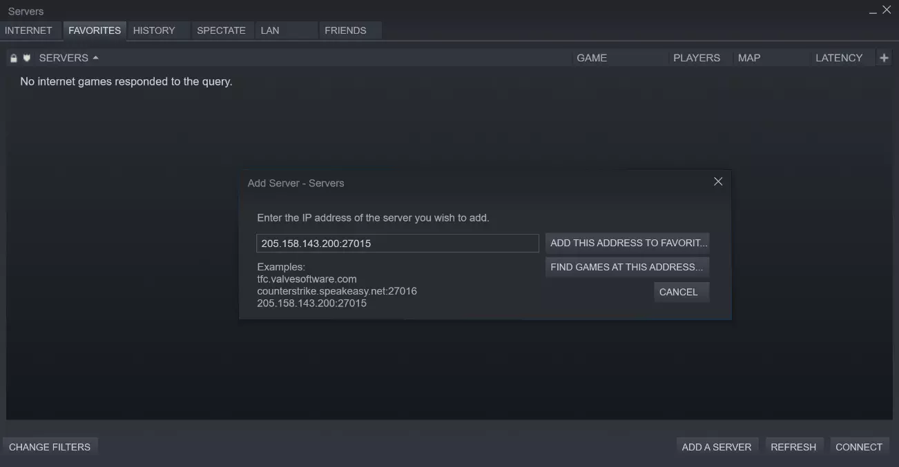 Steam Client: Add ARK Server to Favorites