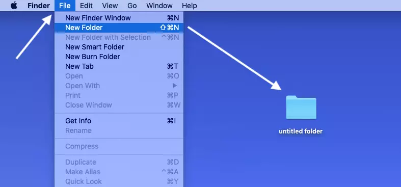 Mac: Create new folder: option 1