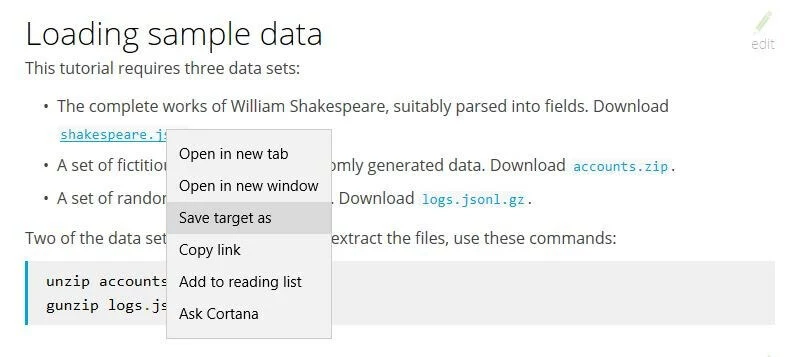 Database samples for Kibana on elastic.co