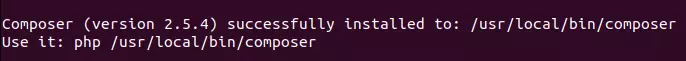 Terminal view after installing PHP Composer