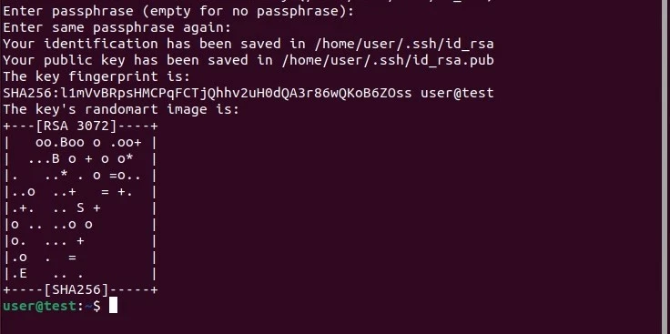 “randomart image” of an Ubuntu SSH key pair