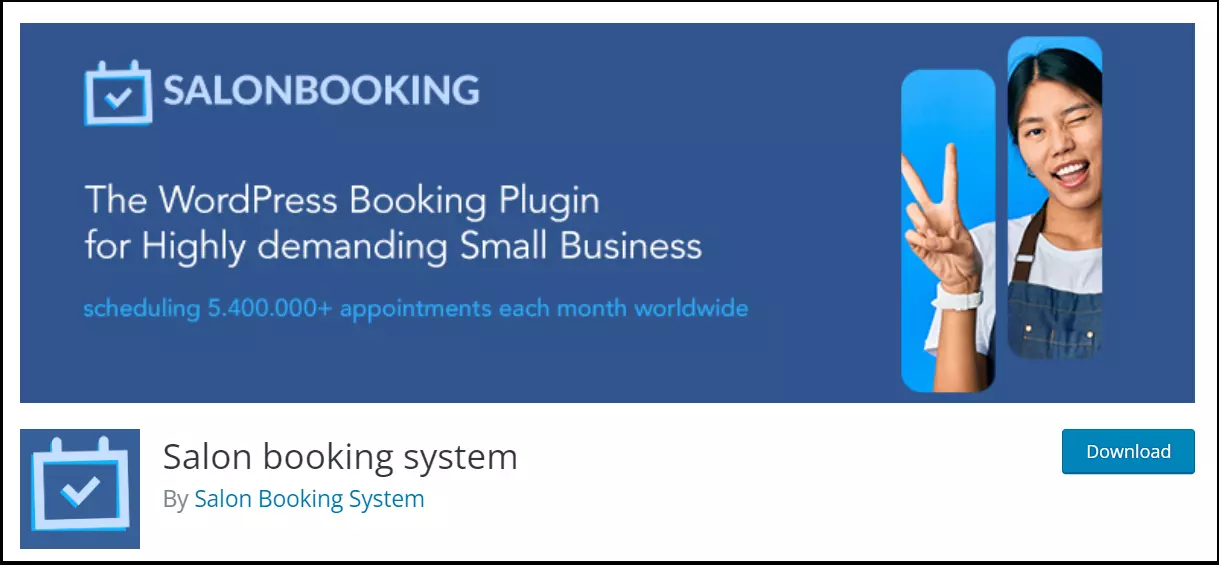 A view of the Salon Booking System plugin on WordPress.org