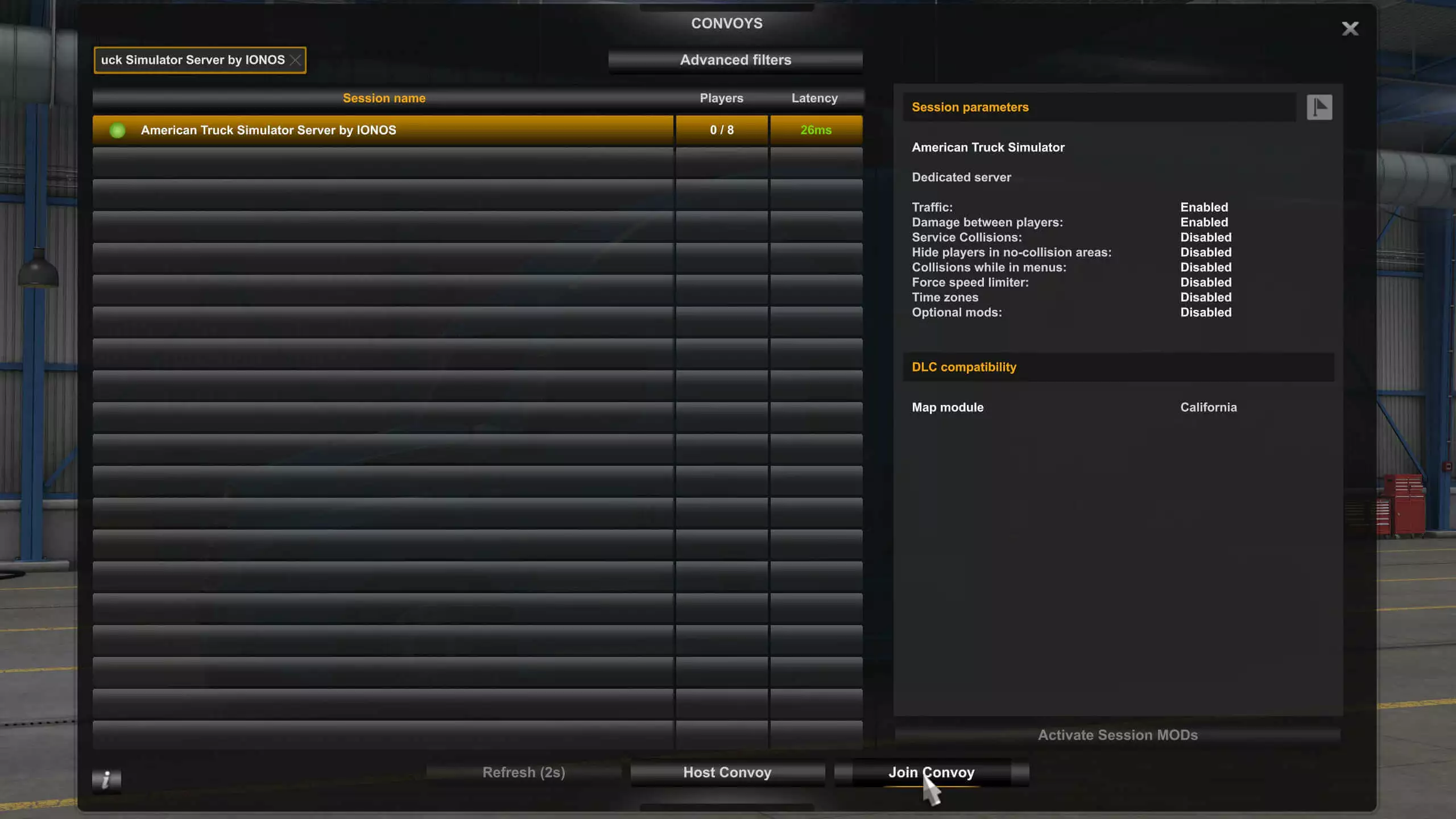 Server overview in American Truck Simulator