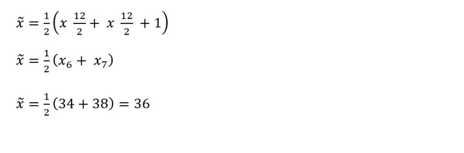 Median calculation: example with even number of values