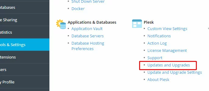 Plesk - Updates and Upgrades