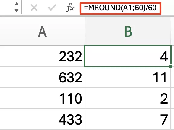 Excel: MROUND function