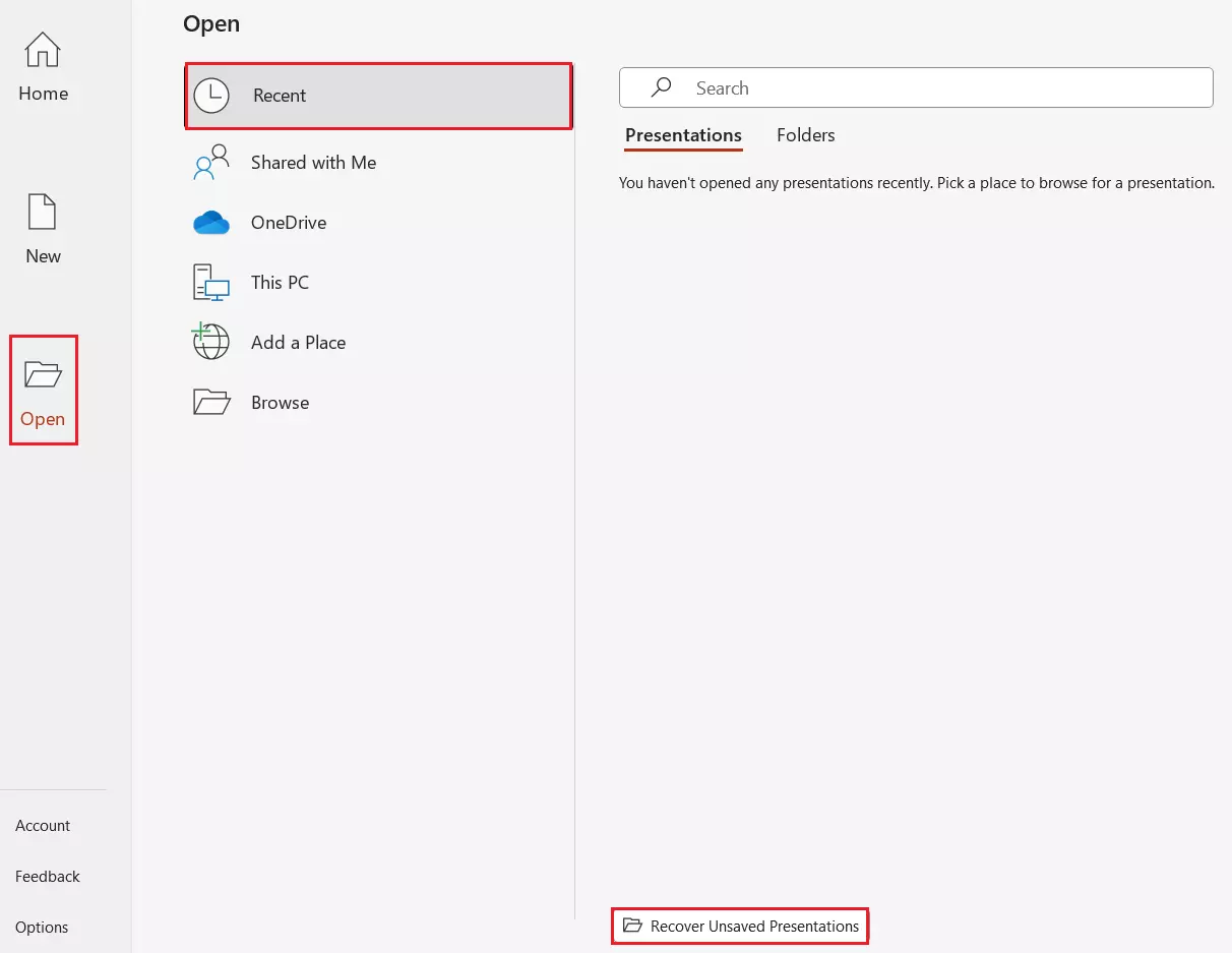 How to recover an unsaved PowerPoint presentation