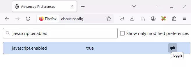 Firefox setting “javascript.enabled”