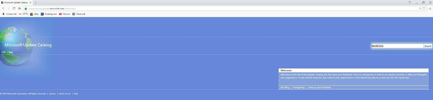 Microsoft Update Catalog: Update search