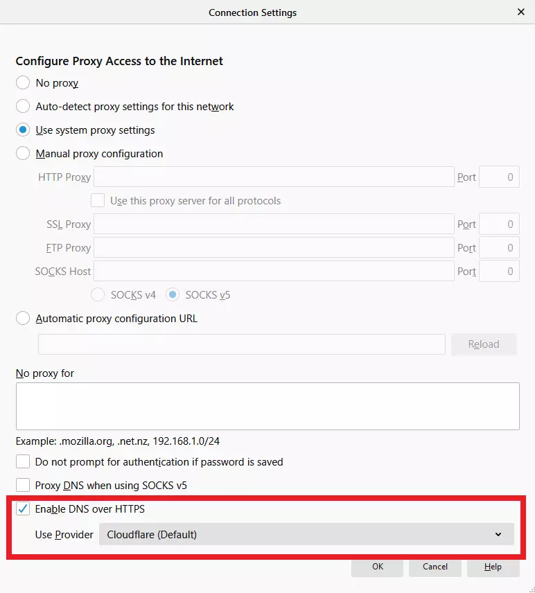 DNS over HTTPS option in Firefox