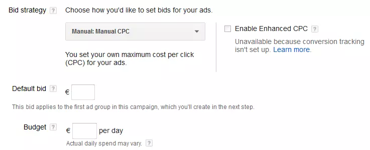 Example of campaign optimization with Google AdWords