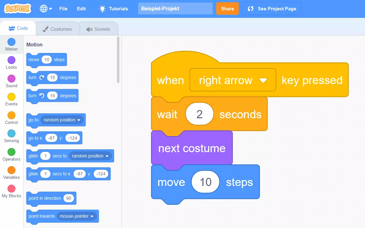 Scratch: Script overview in project example