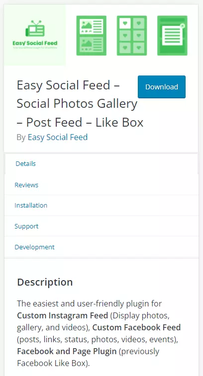 Facebook plugin “Easy Social Feed” on wordpress.org