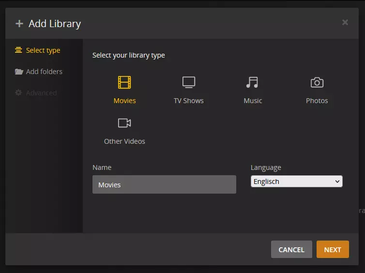 Adding a new library to the Plex server