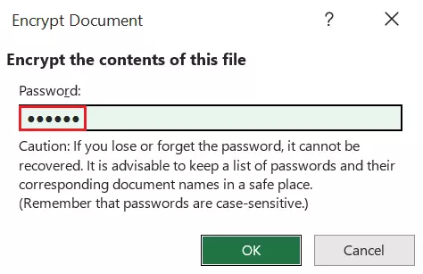 Screenshot of “Encrypt Document” window