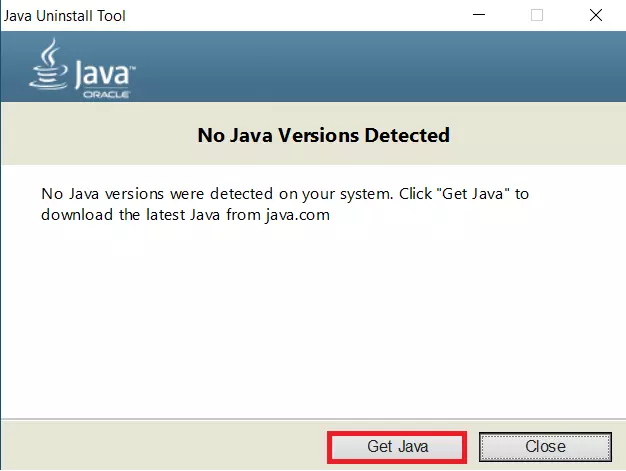 Java Uninstall Tool: Download from Java