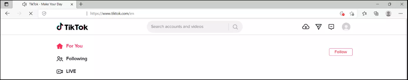 The web version of the TikTok app
