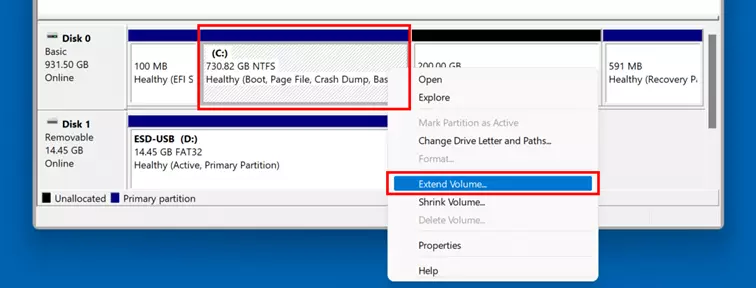 Partition Hard Disk: Extend Volume