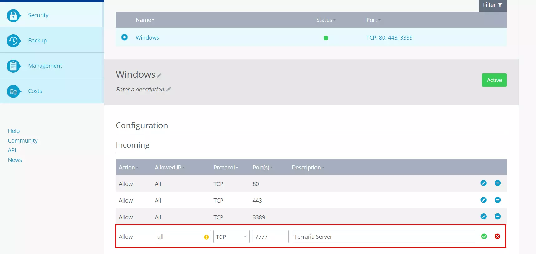 Port sharing in IONOS Cloud Panel