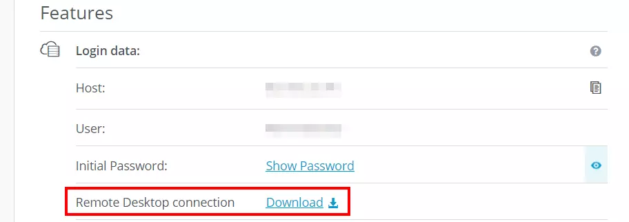 IONOS Cloud Panel: Server login data