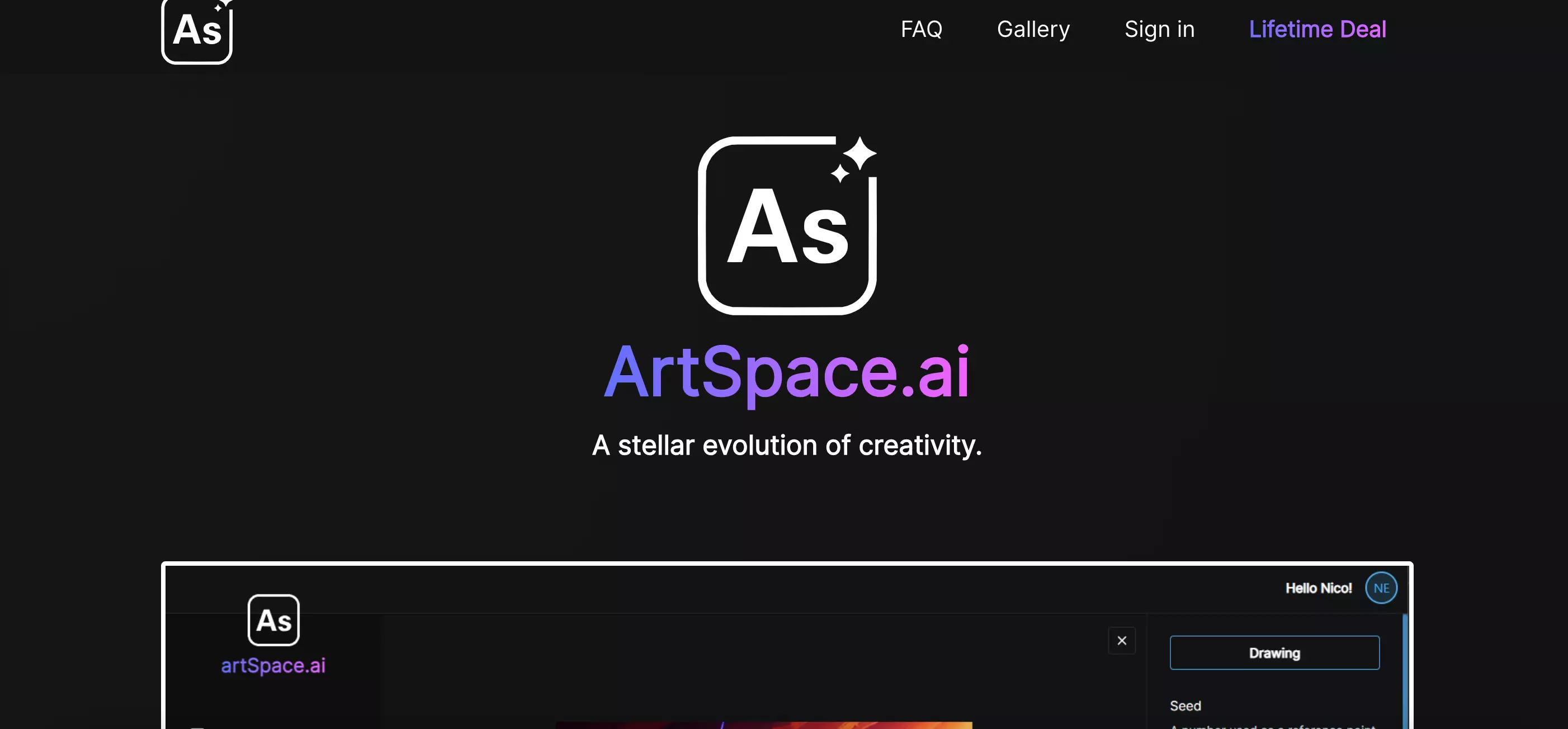 ArtSpace.ai homepage