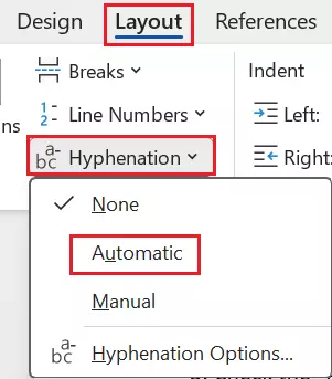 Word: Activate hyphenation