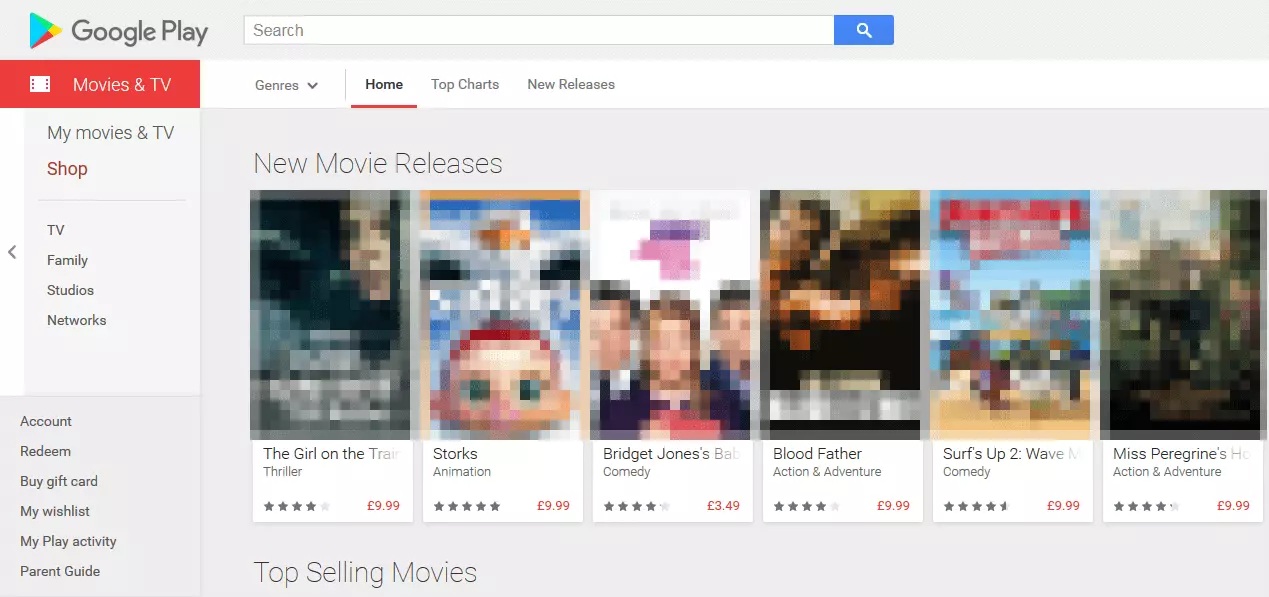 Screenshot of Google Play Movies & TV