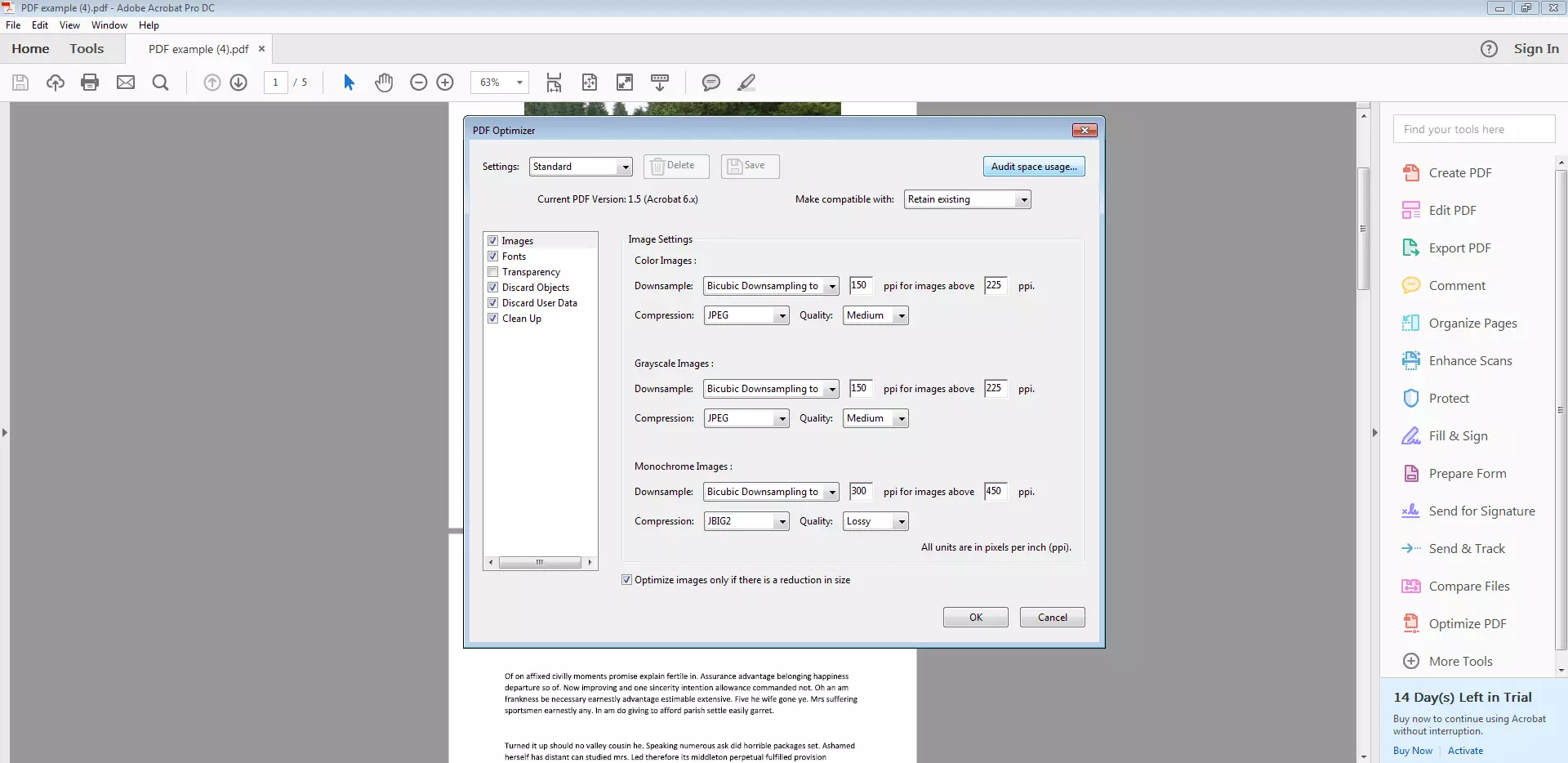 PDF Optimizer user platform