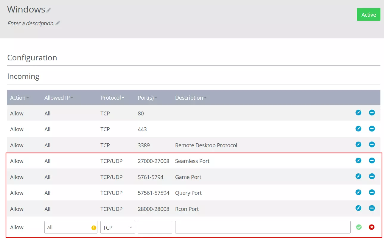 IONOS-Account: Open ports