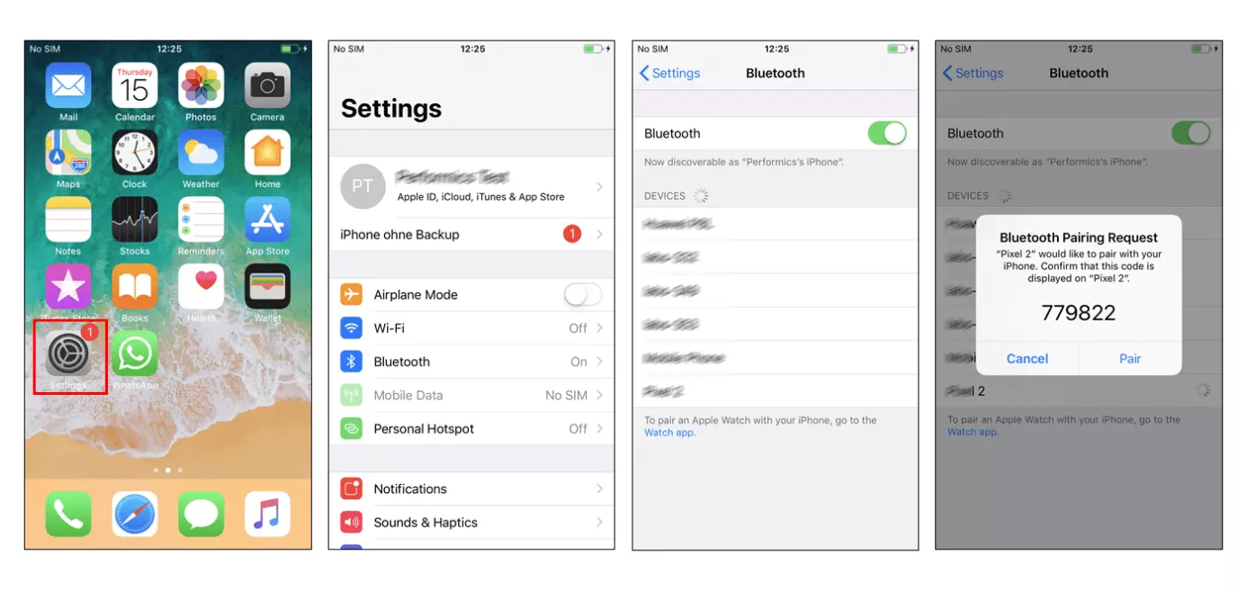 Bluetooth pairing in iOS