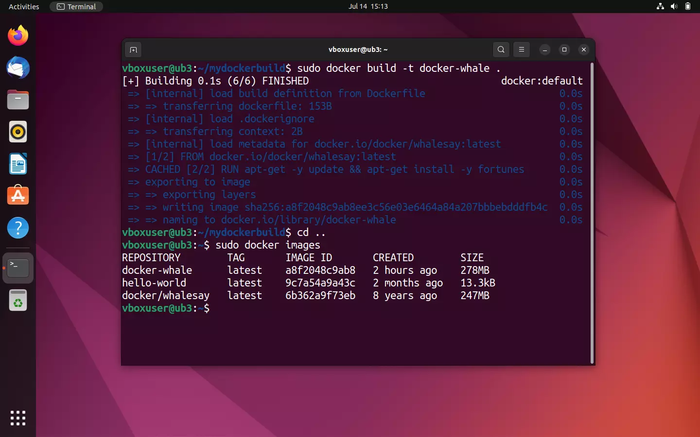 Ubuntu terminal: Overview of all images