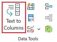 Excel Text to Columns menu option