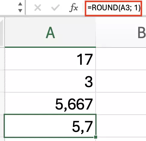 Excel: ROUND function