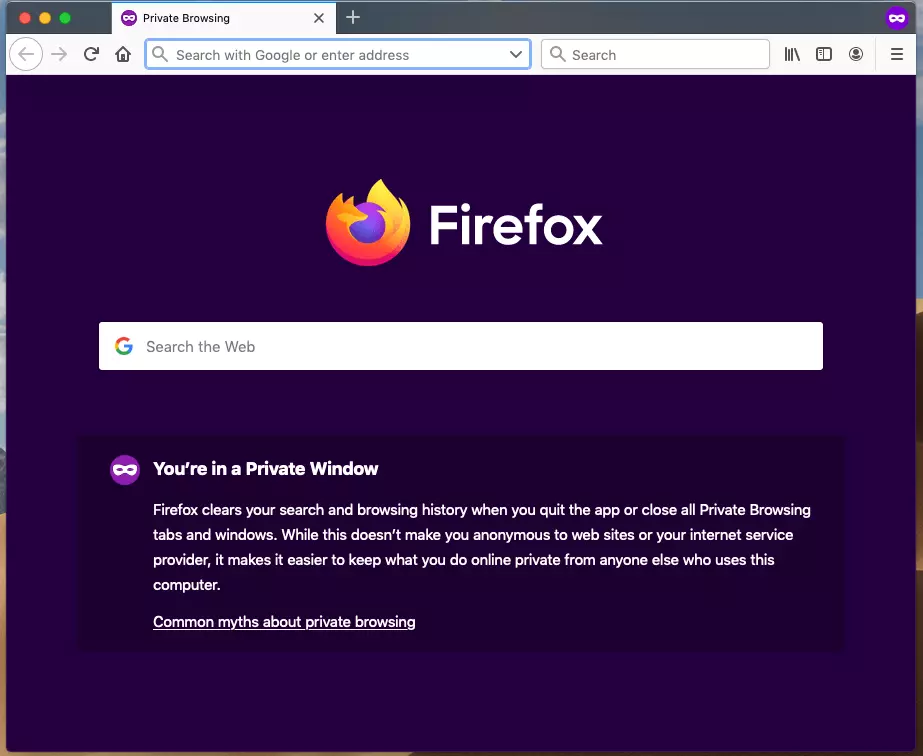 Incognito mode in Firefox