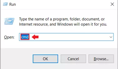 Open the “Run” dialog with the Windows + R shortcut and type “cmd”