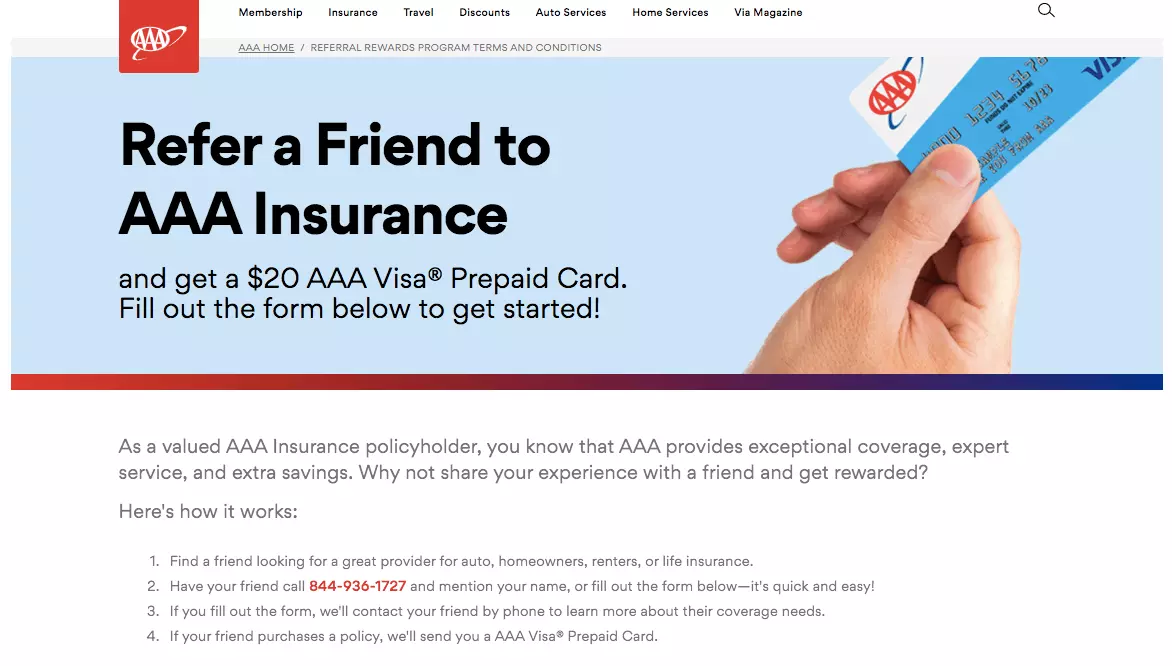 Referral marketing example: AAA