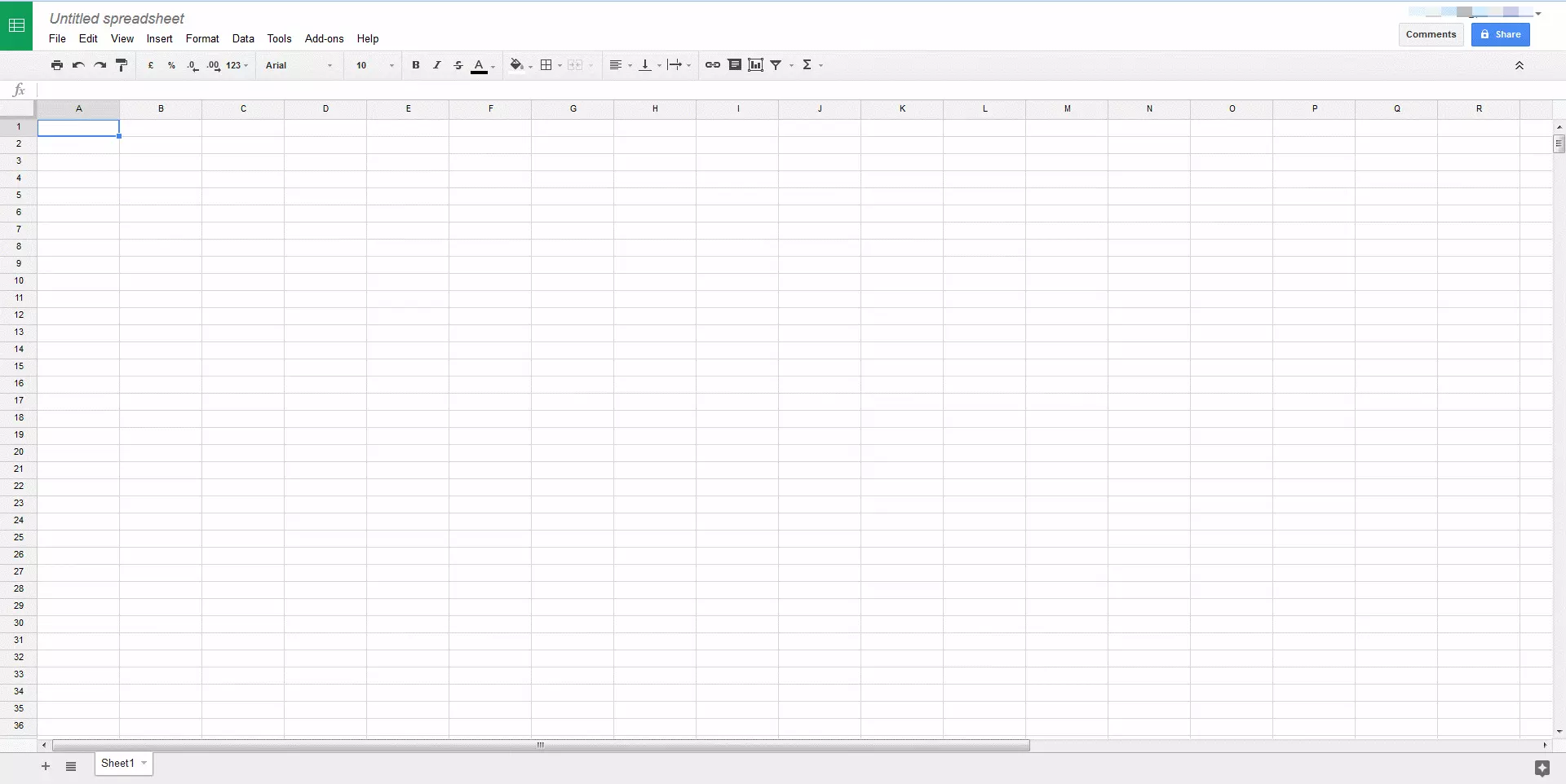 Screenshot Google spreadsheets