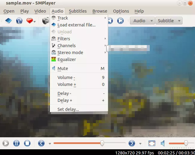 View of the KMPlayer menu